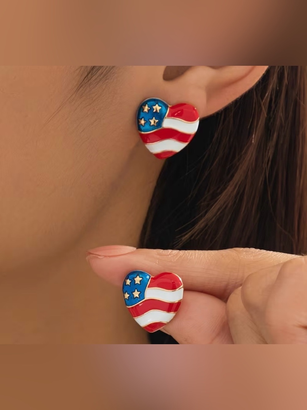 NIP Heart American flag earrings 🇺🇸❤️Material: Zinc alloy